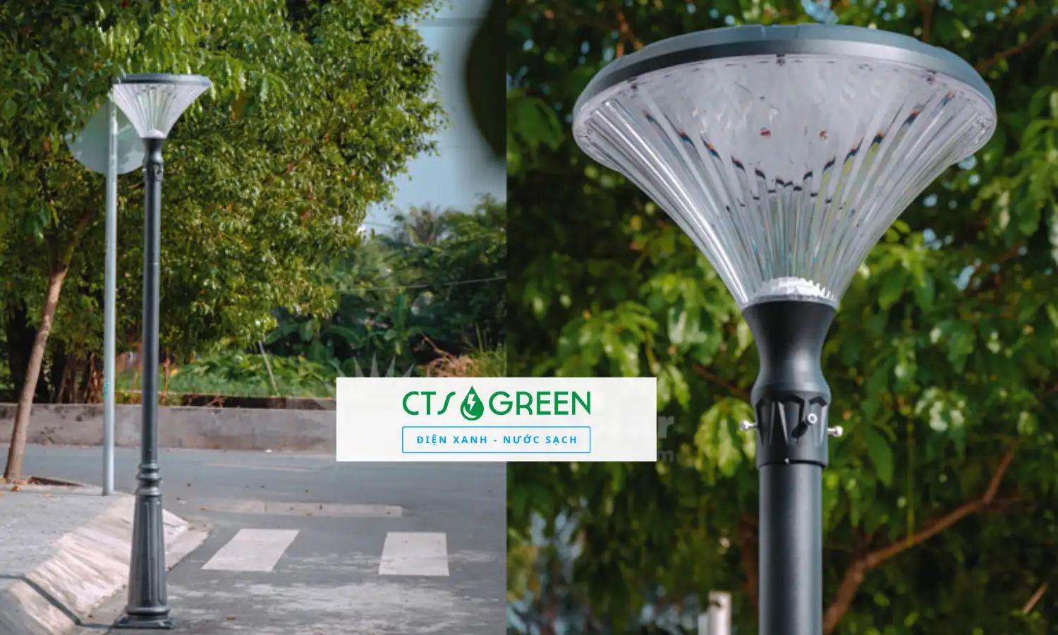 Đèn trụ cao sân vườn năng lượng mặt trời CV-1017