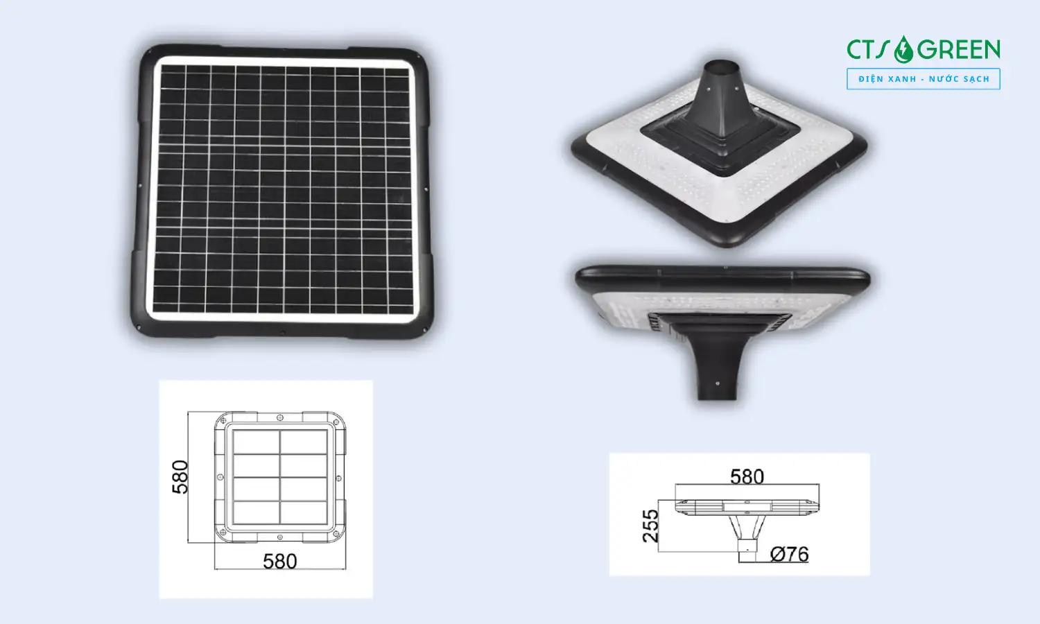 Đèn cảnh quan sân vườn năng lượng mặt trời CV-1090