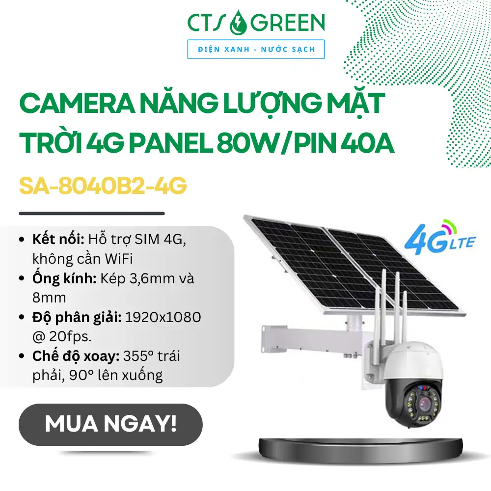 Camera năng lượng mặt trời 4G Panel 80W/Pin 40Ah [SA-8040B2-4G]