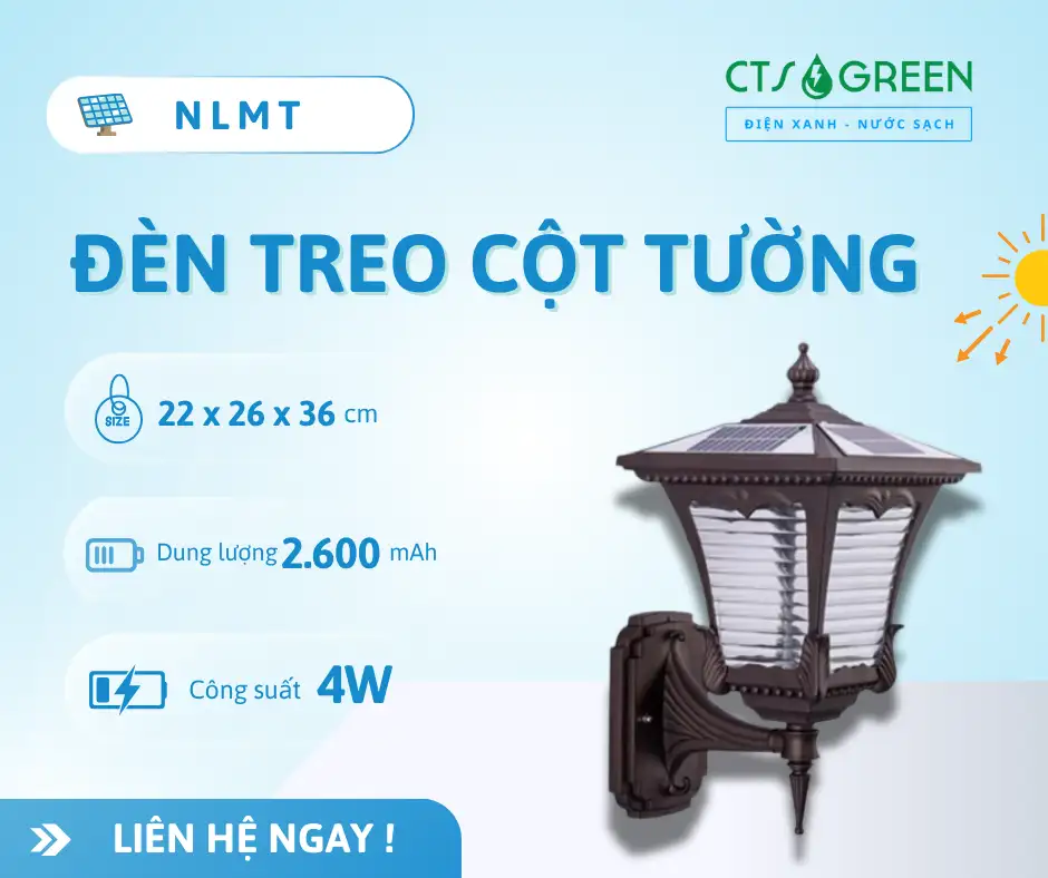 Đèn treo cột tường năng lượng mặt trời TT21C