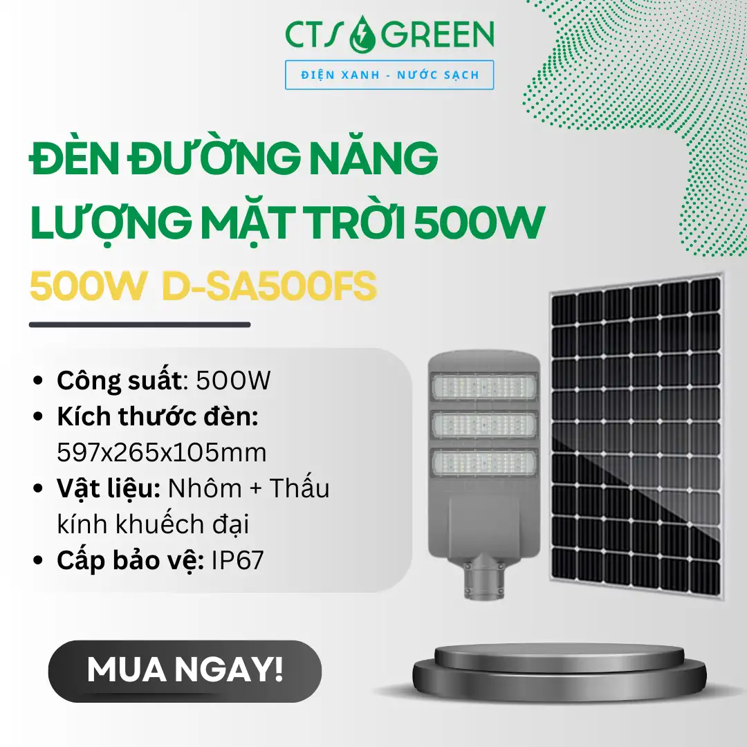 Đèn Đường Năng Lượng Mặt Trời 500w D-SA500FS