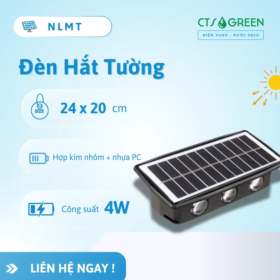 Đèn hắt tường năng lượng mặt trời màu vàng HT01 - V