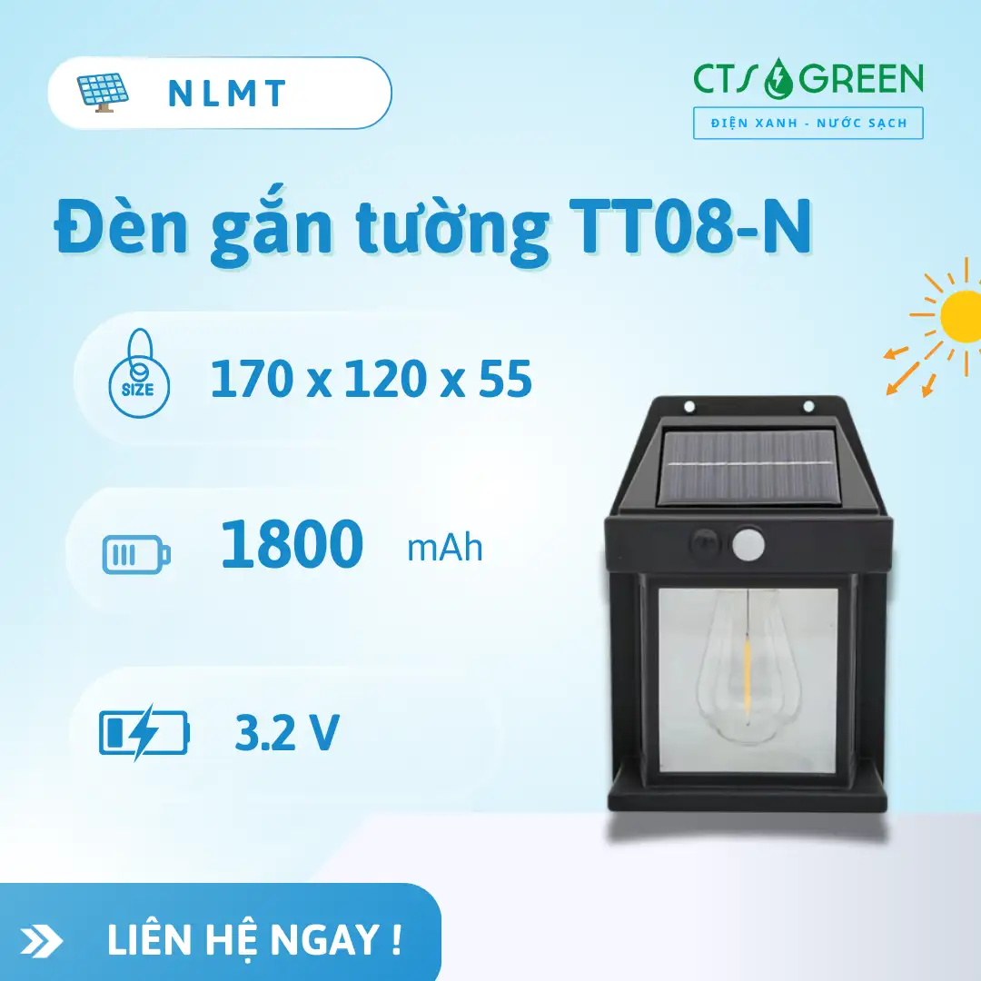 Đèn năng lượng mặt trời gắn tường TT08 - N 5944 Đèn năng lượng mặt trời gắn tường TT08 - N