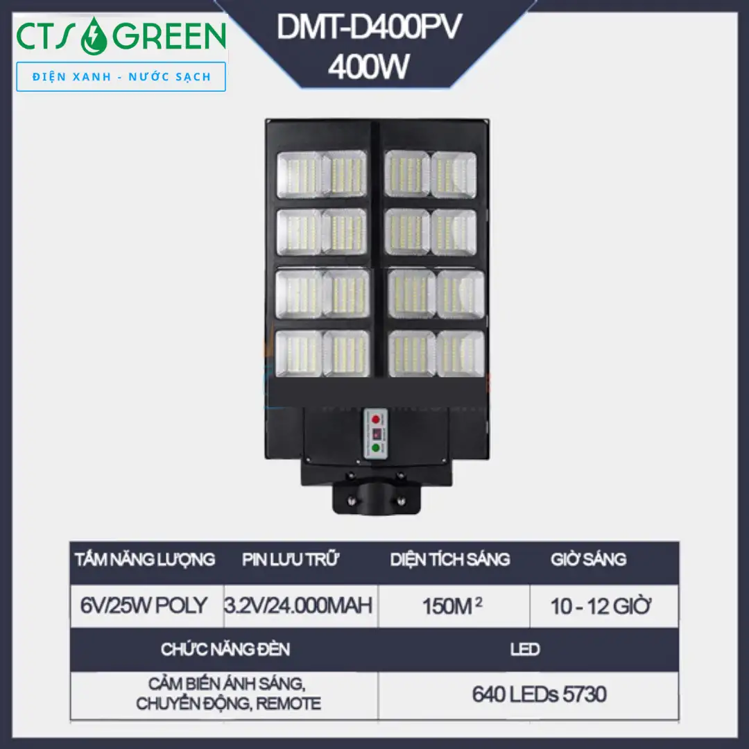 Đèn Năng Lượng Mặt Trời 400W Liền Thể D-400PV 3949 Đèn Năng Lượng Mặt Trời 400W Liền Thể D-400PV