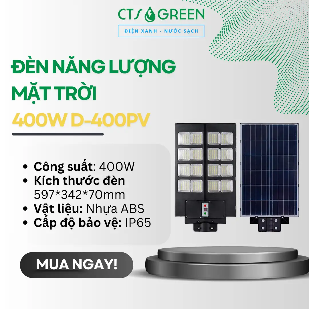 Đèn Năng Lượng Mặt Trời 400W Liền Thể D-400PV
