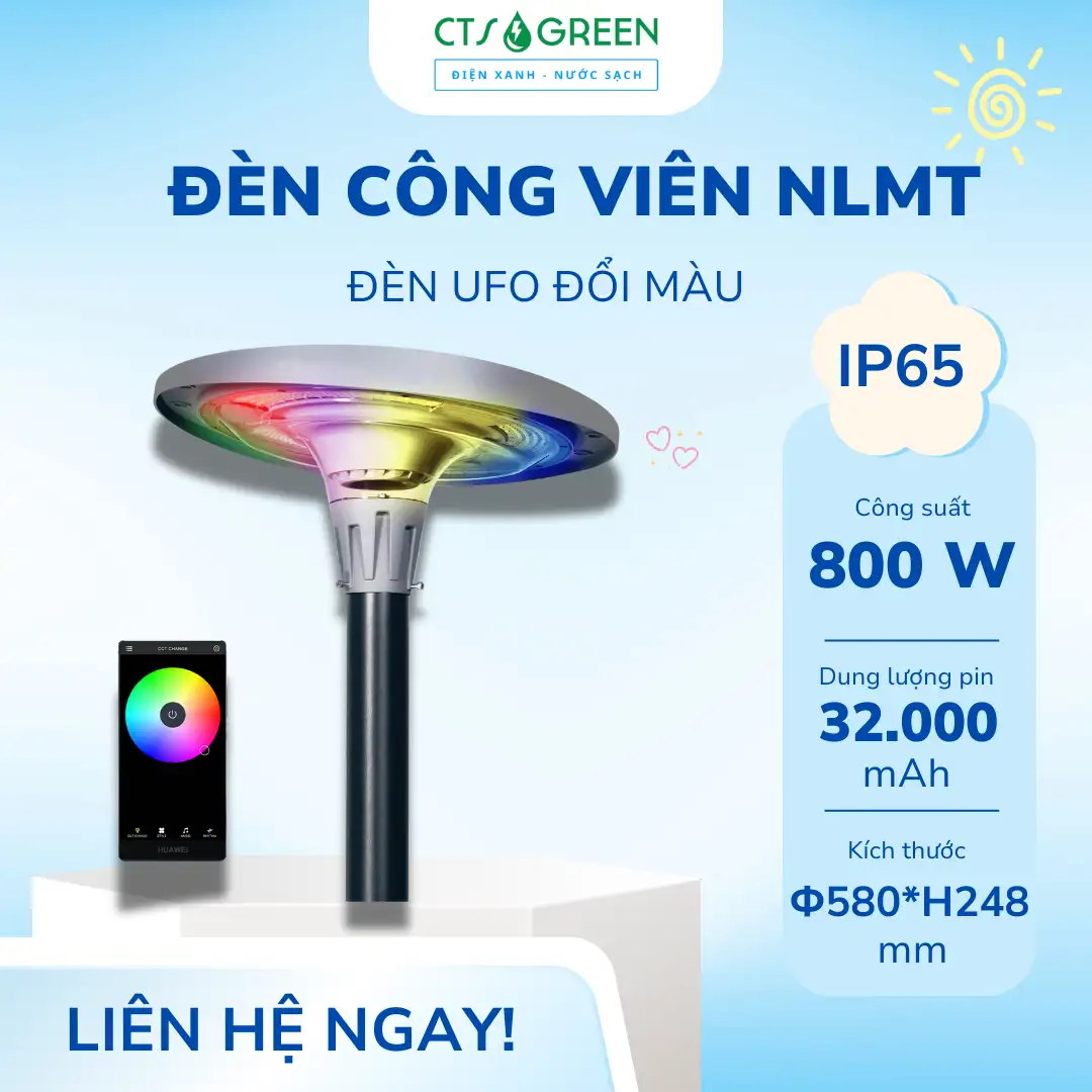 Đèn UFO đổi màu năng lượng mặt trời - nhôm đúc UFO - EW800 - RGB