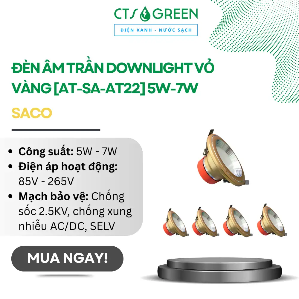 Đèn âm trần tròn Downlight [AT-SA-AT24] 5W-7W | Saco
