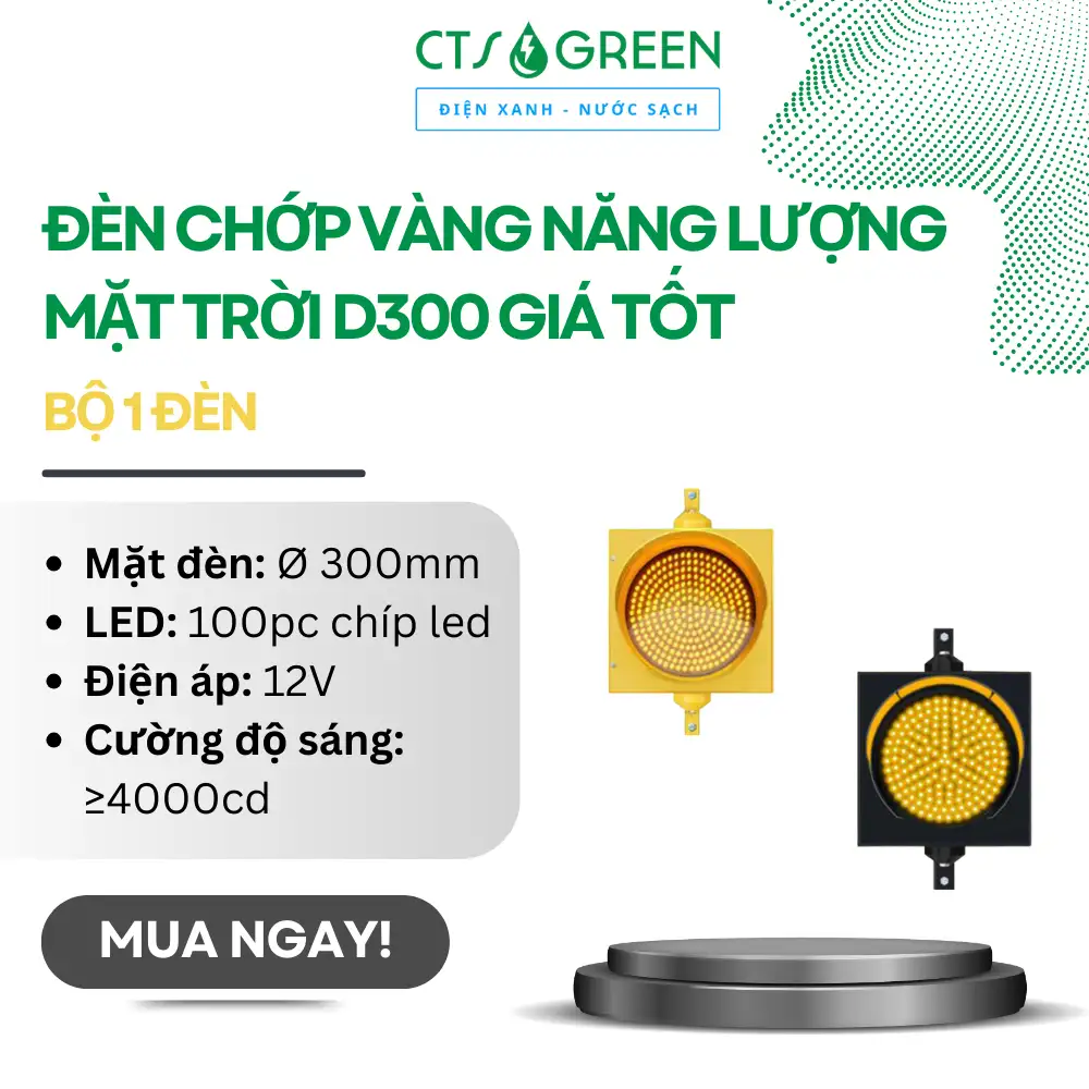 Đèn chớp vàng năng lượng mặt trời D300 giá tốt [bộ 1 đèn]