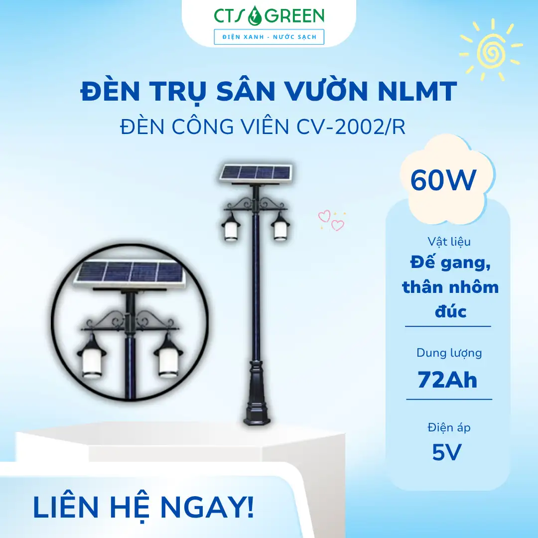 Đèn trang trí công viên năng lượng mặt trời CV - 2002/R 5624 Đèn trang trí công viên năng lượng mặt trời CV - 2002/R