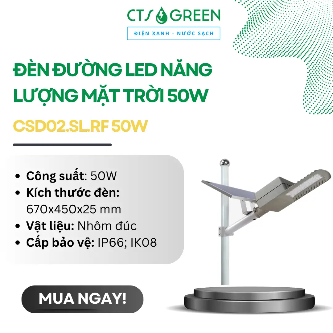 Đèn đường LED năng lượng mặt trời CSD02.SL.RF 50W