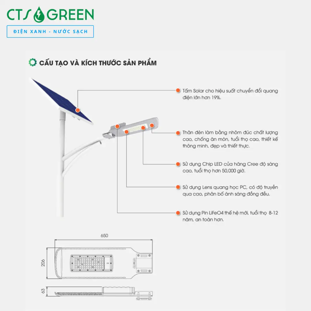 Đèn đường LED năng lượng mặt trời Rạng Đông CSD01.SL 30W 4947 Đèn đường LED năng lượng mặt trời Rạng Đông CSD01.SL 30W