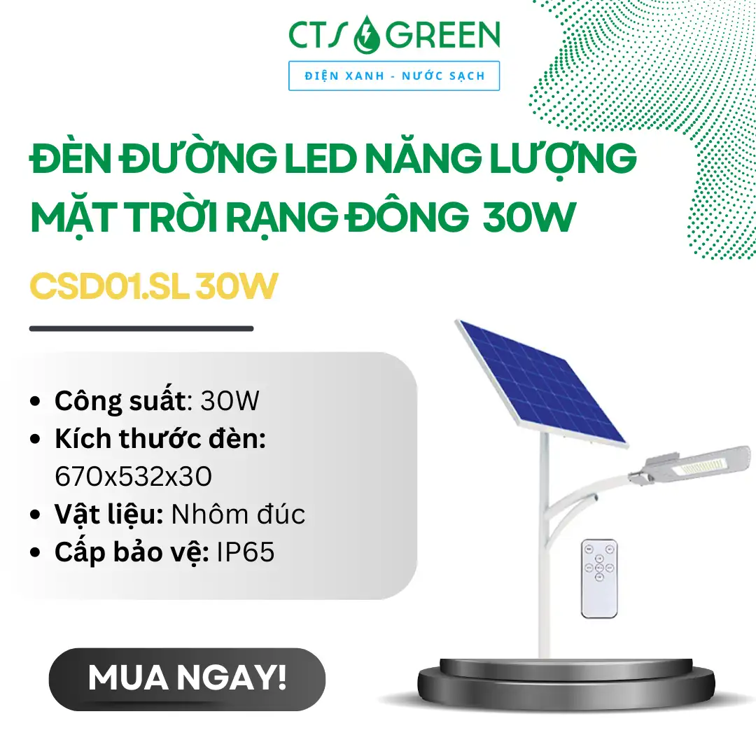 Đèn đường LED năng lượng mặt trời Rạng Đông CSD01.SL 30W 4947 Đèn đường LED năng lượng mặt trời Rạng Đông CSD01.SL 30W