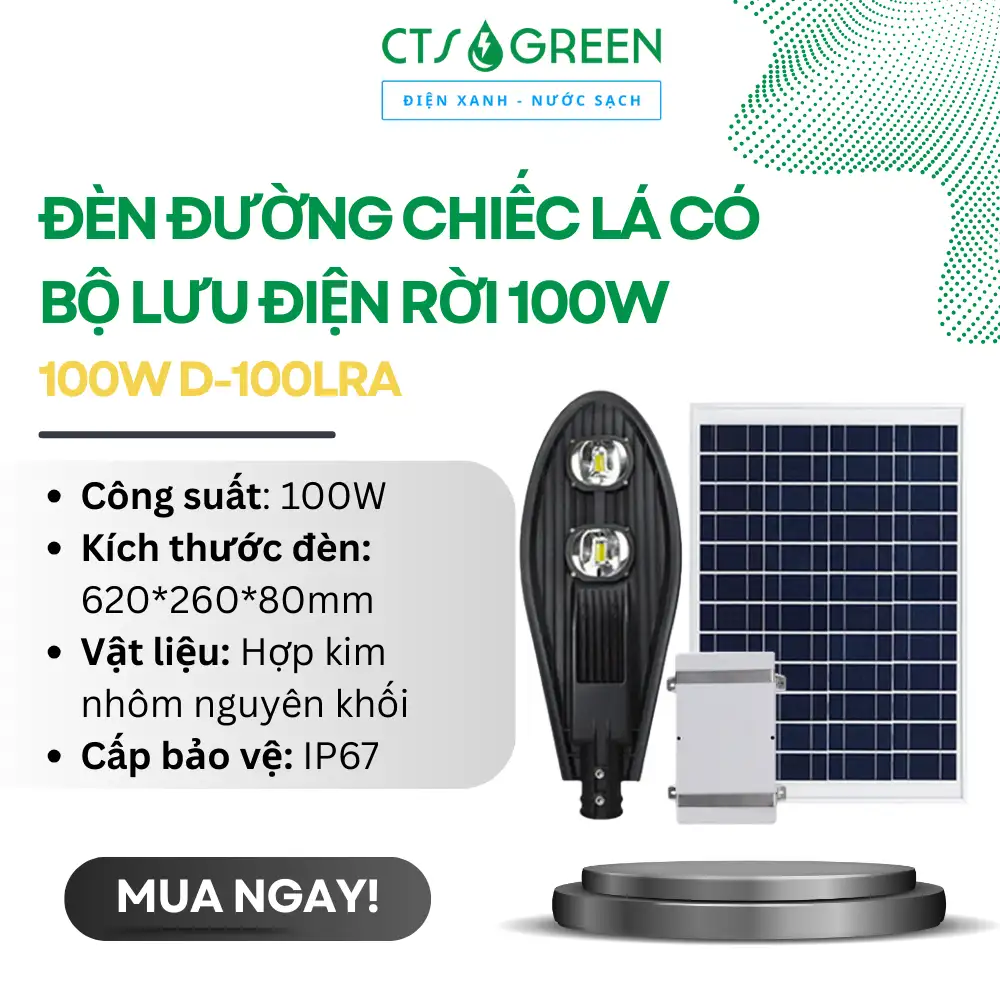 Đèn đường chiếc lá có bộ lưu điện rời 100W D-100LRA