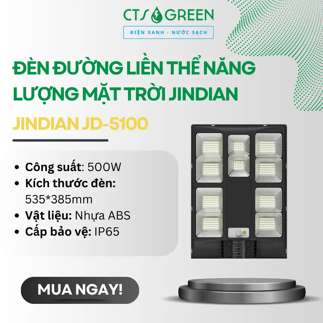 Đèn đường liền thể năng lượng mặt trời Jindian JD-5100