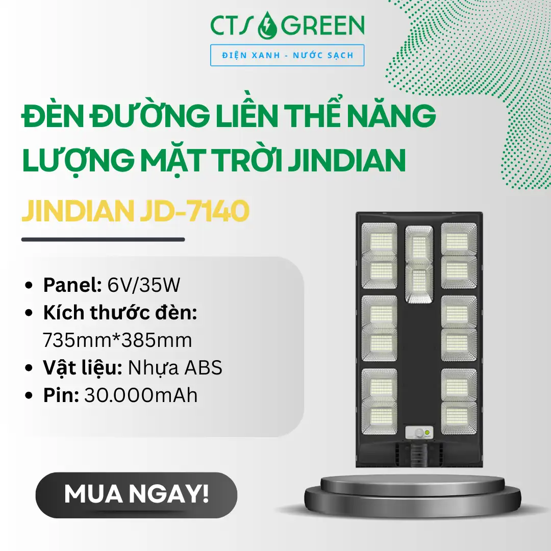 Đèn đường liền thể năng lượng mặt trời Jindian JD-7140