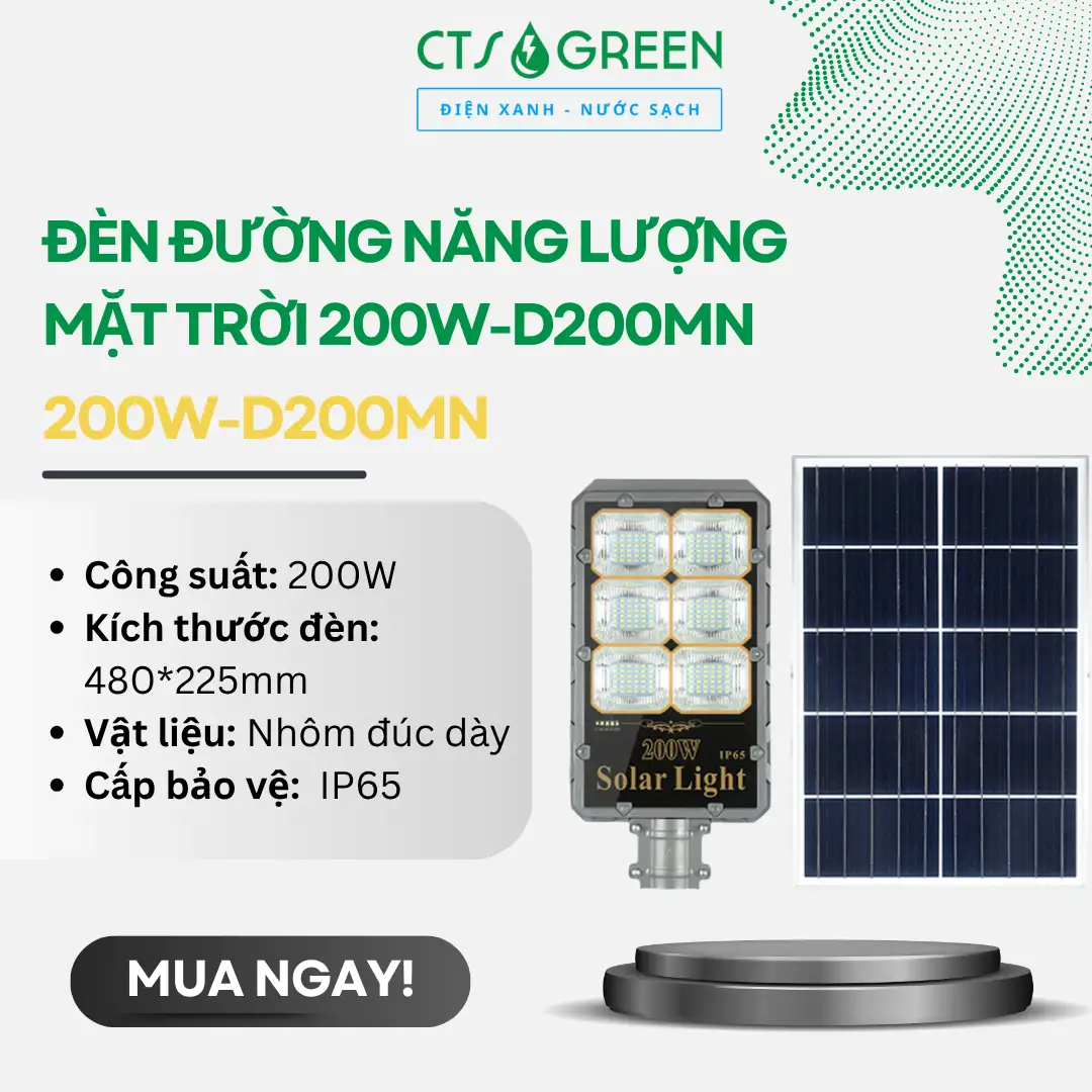 Đèn đường năng lượng mặt trời 200W-D200MN