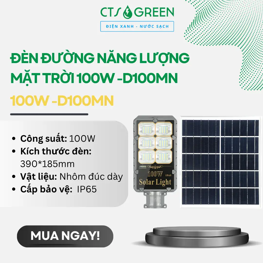 Đèn đường năng lượng mặt trời 100W -D100MN