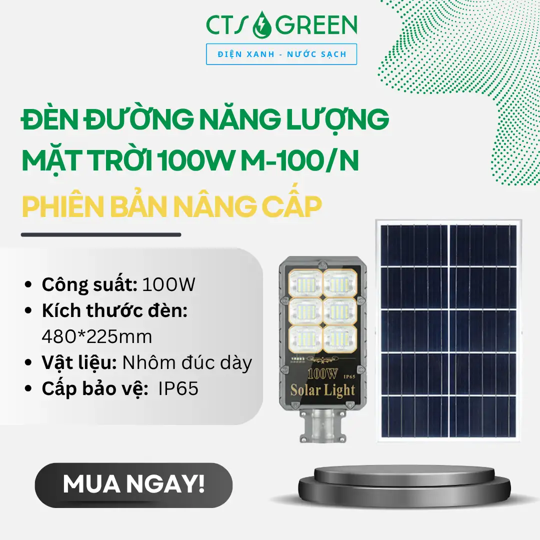 Đèn đường năng lượng mặt trời 100W M-100/N [Phiên bản nâng cấp]
