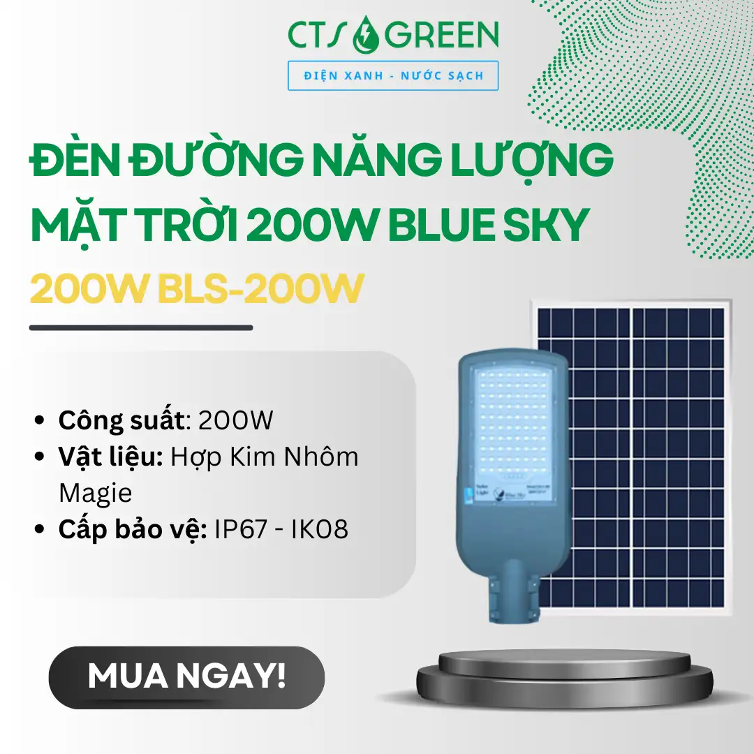 Đèn đường năng lượng mặt trời 200W Blue Sky [BLS-200]