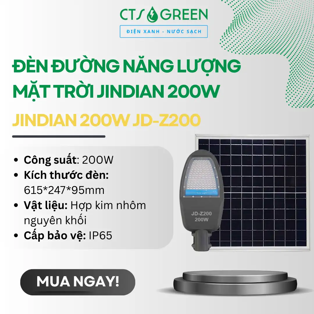 Đèn đường năng lượng mặt trời Jindian 200W JD-Z200