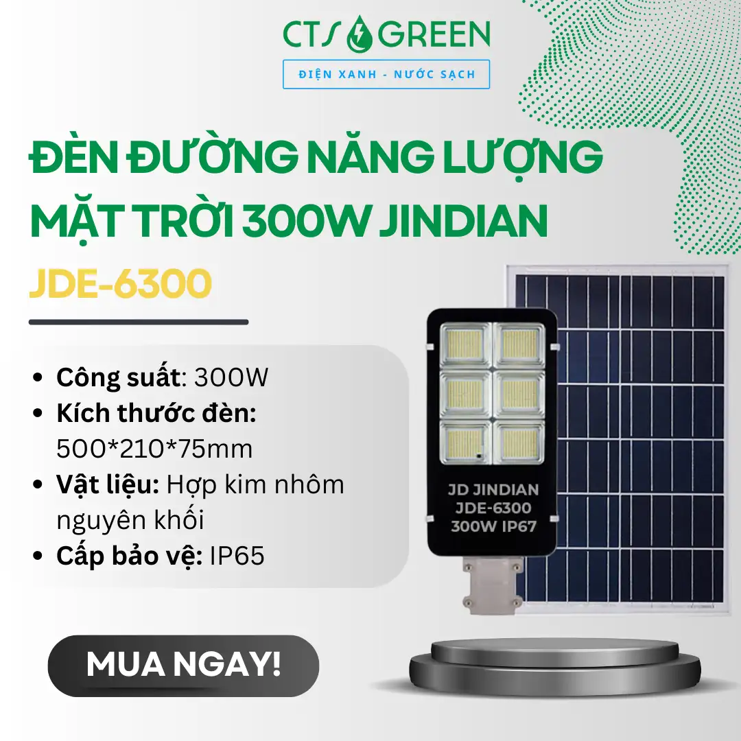 Đèn đường năng lượng mặt trời 300W Jindian giá rẻ JDE-6300