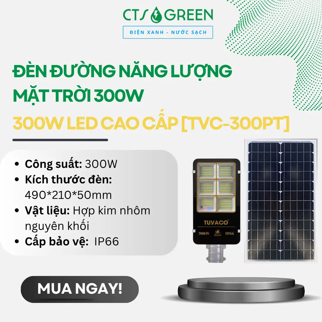 Đèn đường năng lượng mặt trời 300W Led cao cấp [TVC-300PT]