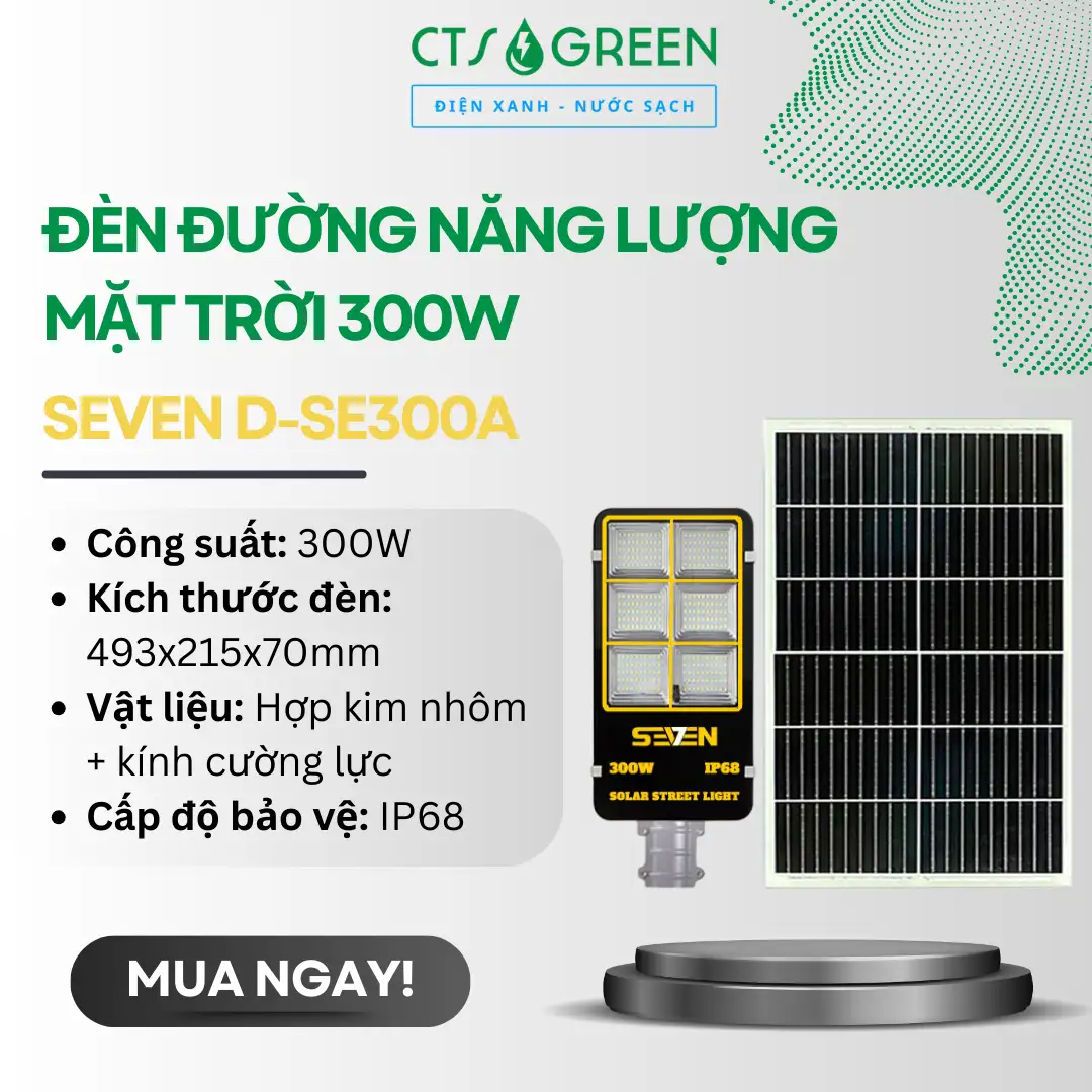 Đèn đường năng lượng mặt trời 300W Seven D-SE300A
