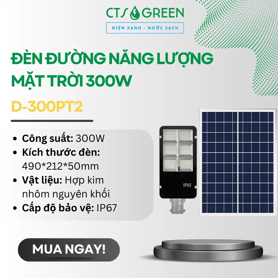 Đèn đường năng lượng mặt trời 300W giá rẻ D-300PT2