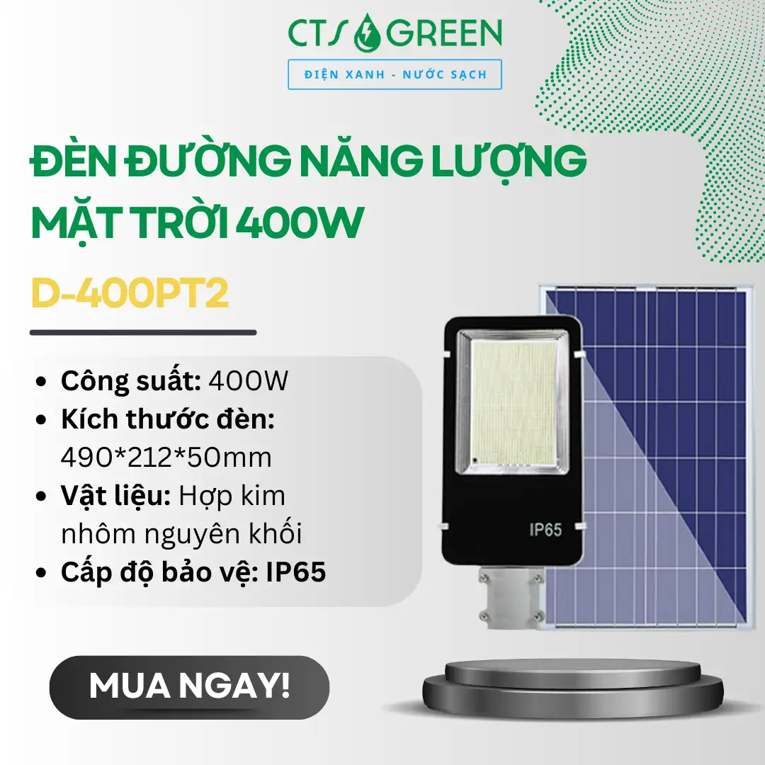 Đèn đường năng lượng mặt trời 400W giá rẻ D-400PT2