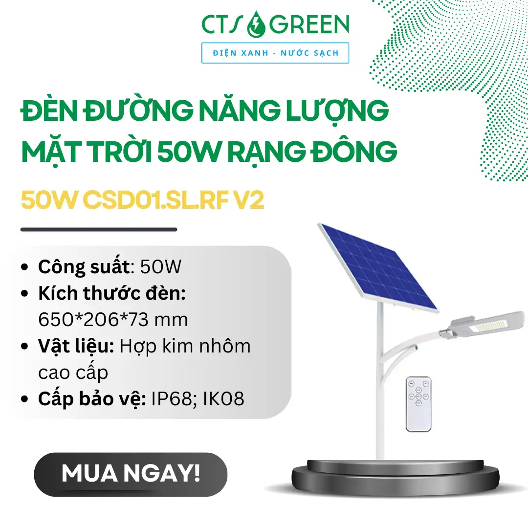 Đèn đường năng lượng mặt trời 50W Rạng Đông CSD01.SL.RF V2 4966 Đèn đường năng lượng mặt trời 50W Rạng Đông CSD01.SL.RF V2