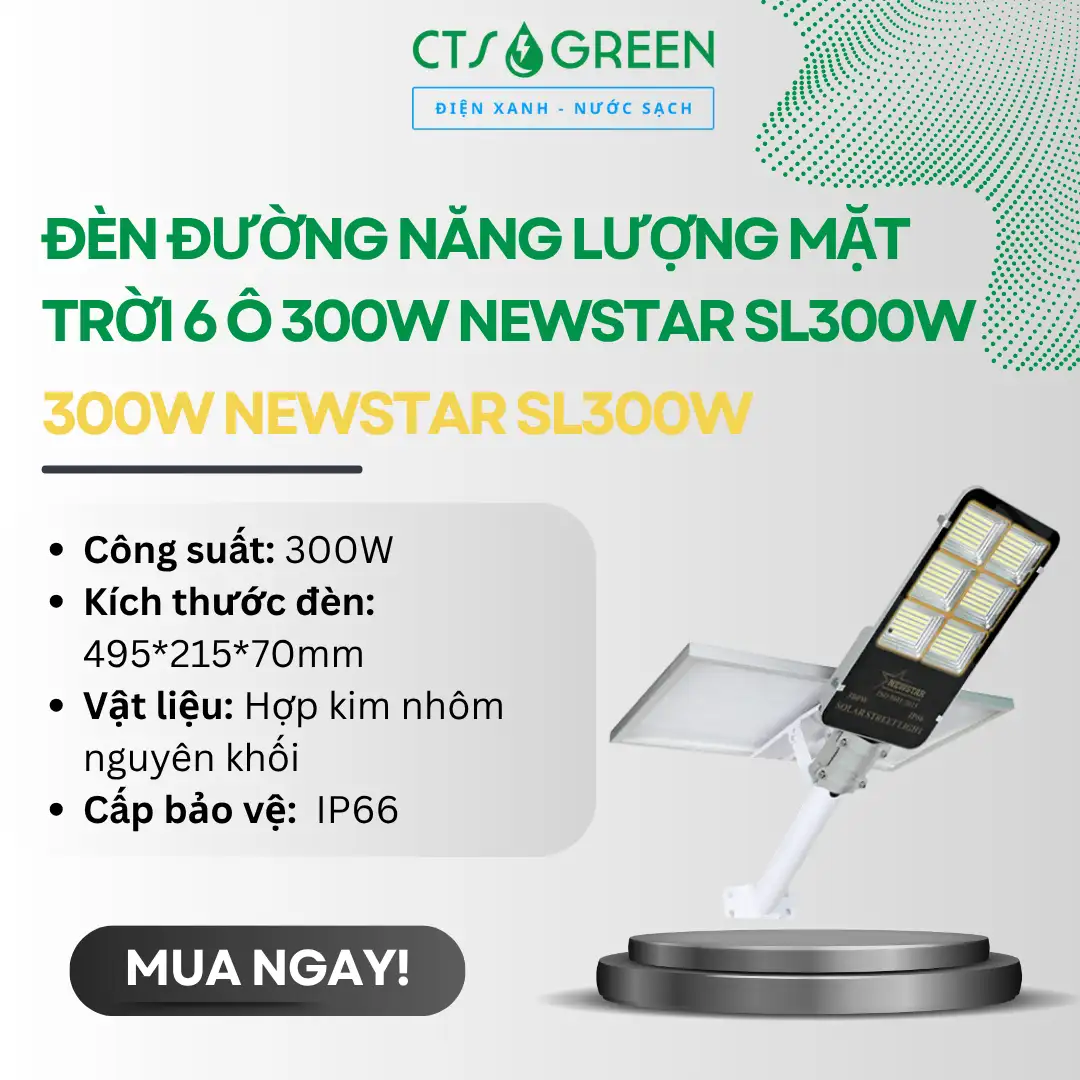 Đèn đường năng lượng mặt trời 6 ô 300W Newstar SL300W