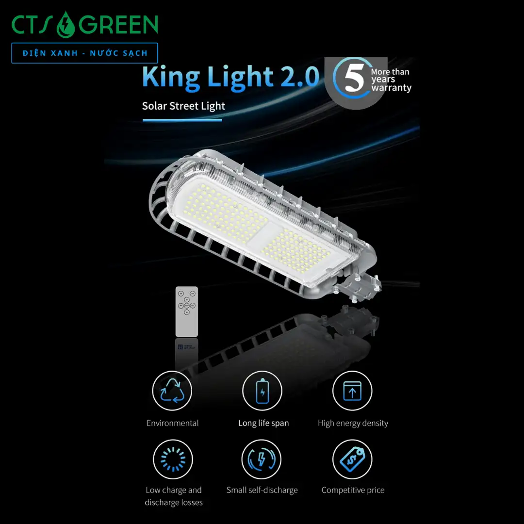 Đèn đường năng lượng mặt trời 80W KingLight 3.0A 4391 Đèn đường năng lượng mặt trời 80W KingLight 3.0A