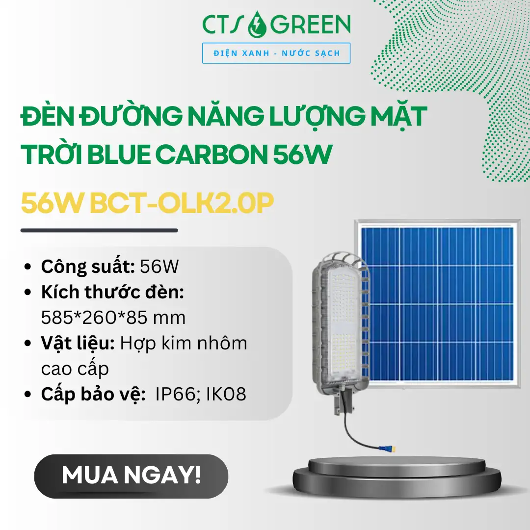 Đèn đường năng lượng mặt trời Blue Carbon 56W BCT-OLK2.0P
