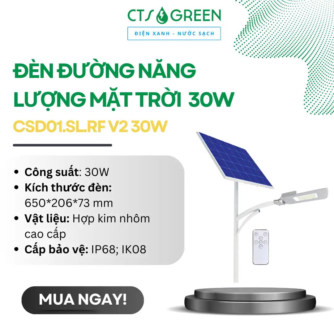Đèn đường năng lượng mặt trời CSD01.SL.RF V2 30W
