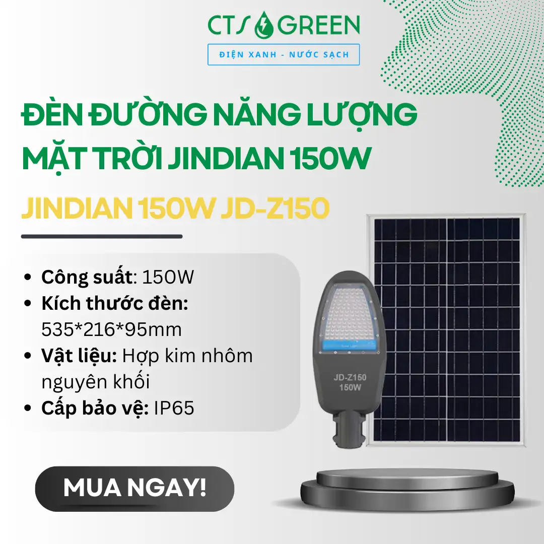 Đèn đường năng lượng mặt trời Jindian 150W JD-Z150