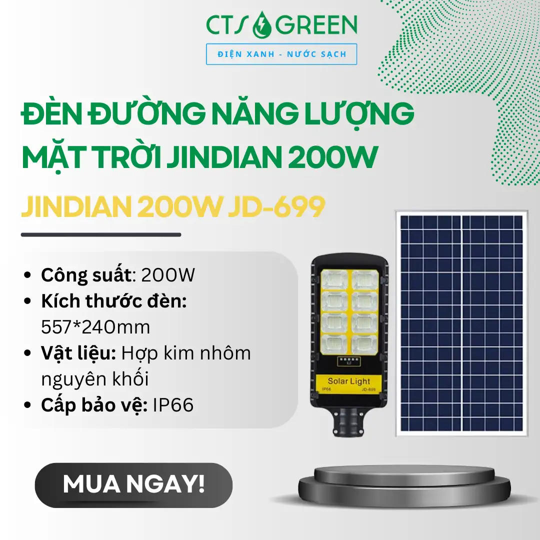 Đèn đường năng lượng mặt trời Jindian 200W JD-699