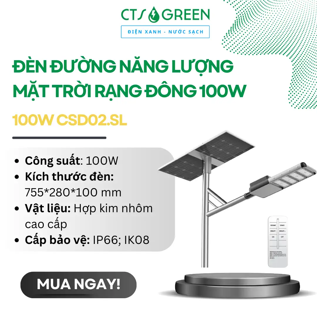 Đèn đường năng lượng mặt trời Rạng Đông 100W CSD02.SL