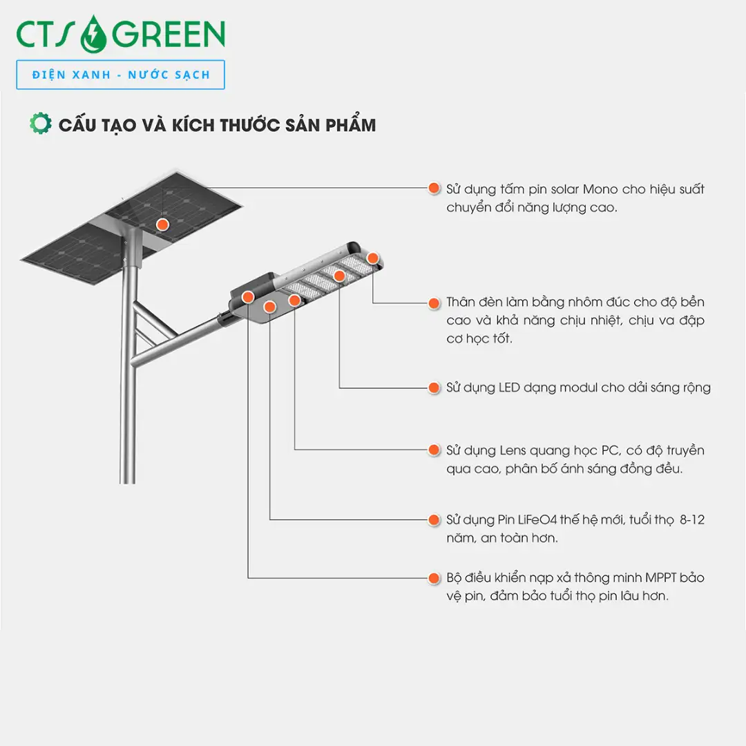 Đèn đường năng lượng mặt trời Rạng Đông CSD02.SL 70W 5137 Đèn đường năng lượng mặt trời Rạng Đông CSD02.SL 70W