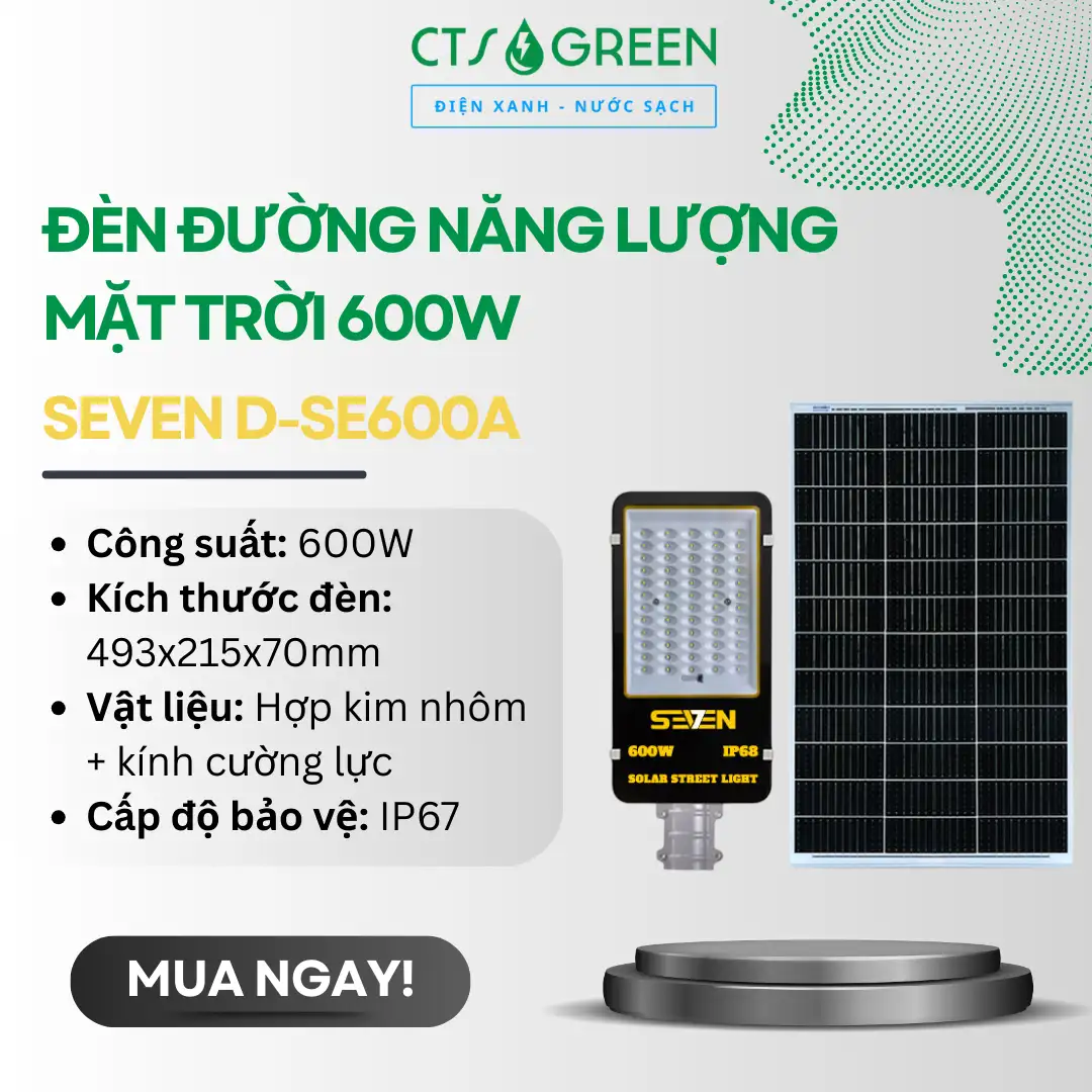 Đèn đường năng lượng mặt trời 600W Seven D-SE600A
