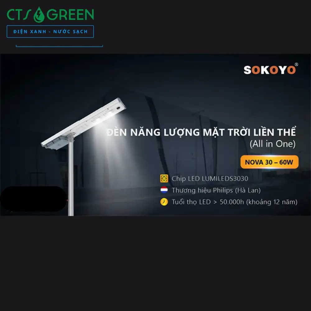 Đèn đường năng lượng mặt trời Split Type 60W SOKOYO LUMO 5936 Đèn đường năng lượng mặt trời Split Type 60W SOKOYO LUMO