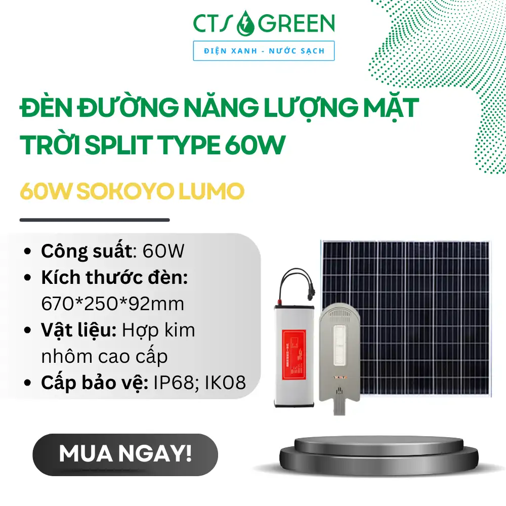 Đèn đường năng lượng mặt trời Split Type 60W SOKOYO LUMO