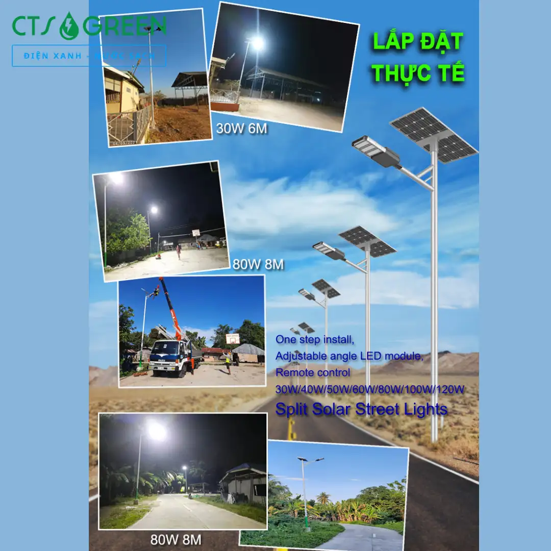 Đèn đường năng lượng mặt trời cao cấp 120W 4701 Đèn đường năng lượng mặt trời cao cấp