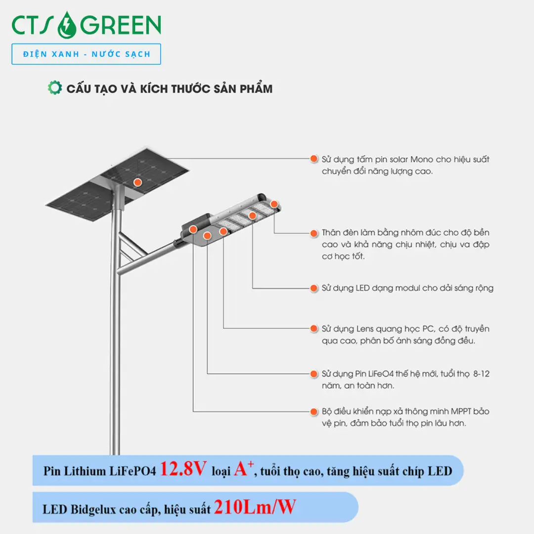 Đèn đường năng lượng mặt trời dự án 100W 4647 Đèn đường năng lượng mặt trời cao cấp 80W