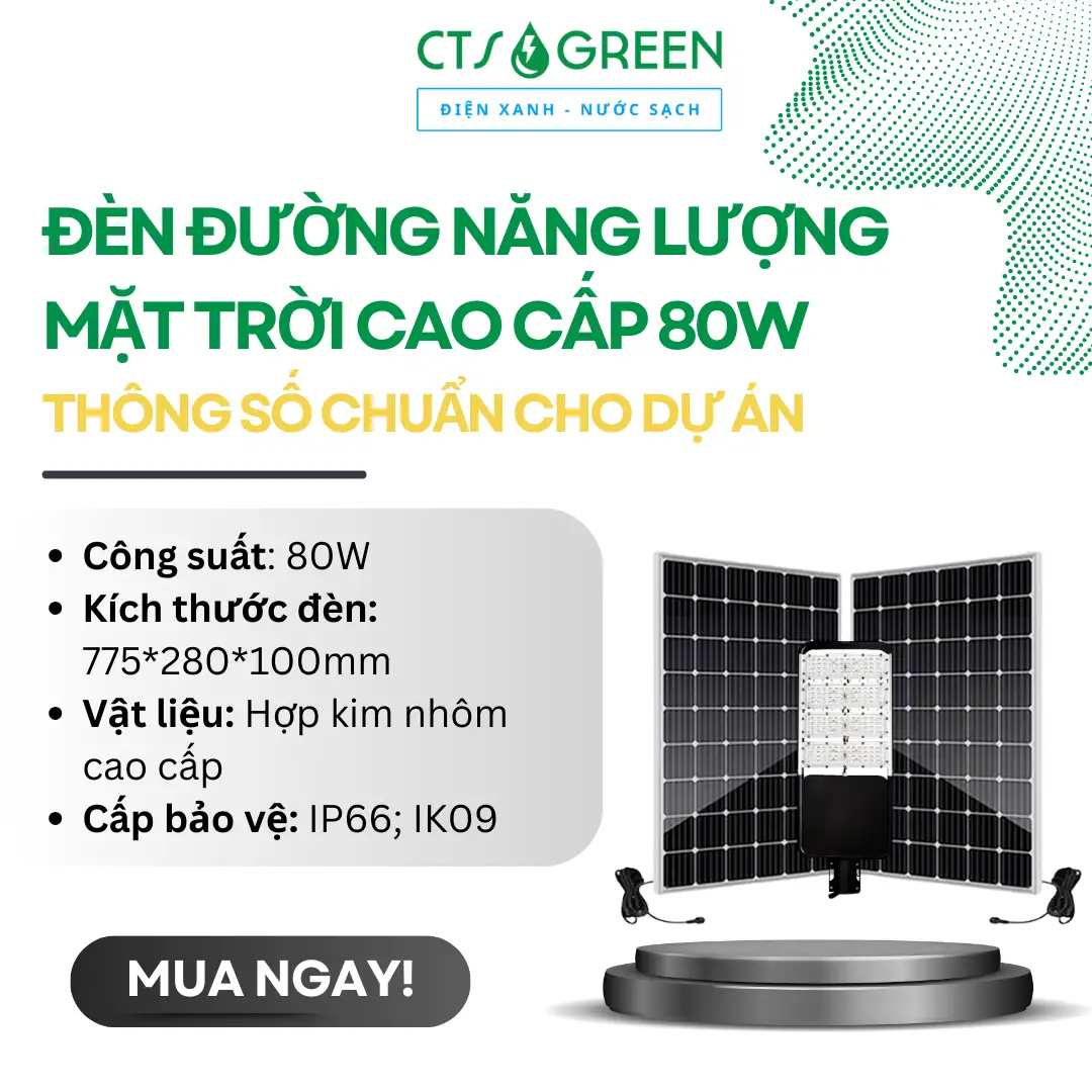 Đèn đường năng lượng mặt trời cao cấp 80W