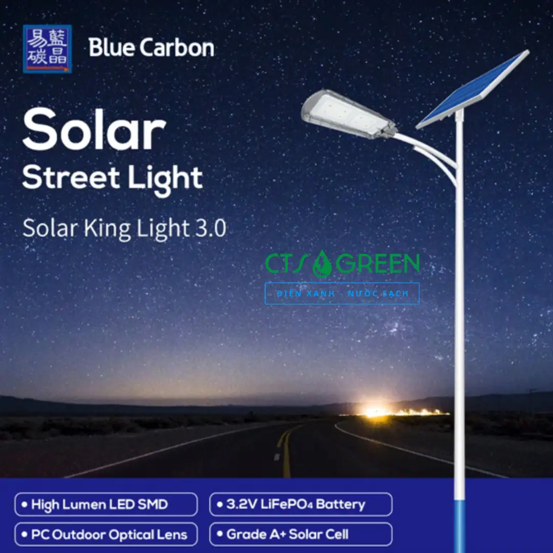 Đèn đường năng lượng mặt trời cao cấp Blue Carbon 120W BCT-OLK3.0P 5346 Đèn đường năng lượng mặt trời cao cấp Blue Carbon 120W BCT-OLK3.0P