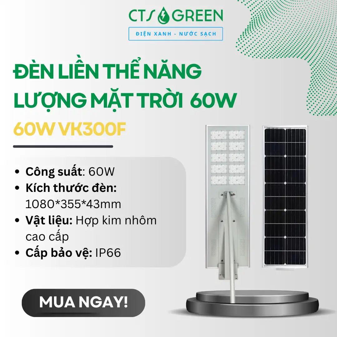 Đèn đường năng lượng mặt trời liền thể 60W VK300F