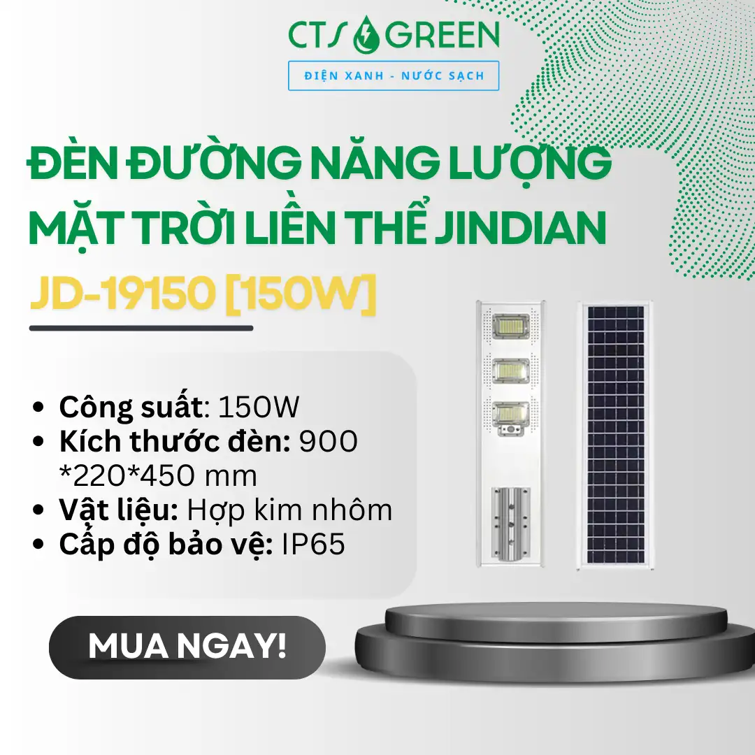 Đèn đường năng lượng mặt trời liền thể Jindian JD-19150 [150W]