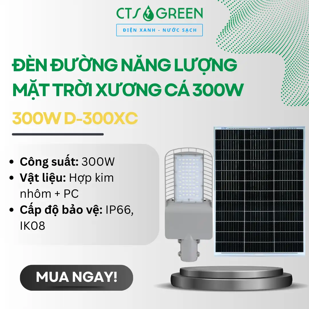 Đèn đường năng lượng mặt trời xương cá 300W D-300XC