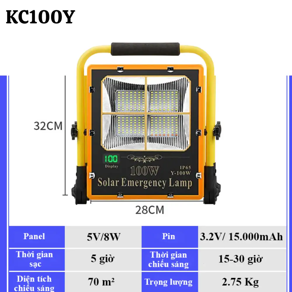Đèn khẩn cấp năng lượng mặt trời 100W KC100Y (USB) 6474 Đèn khẩn cấp năng lượng mặt trời 100W KC100Y (USB)