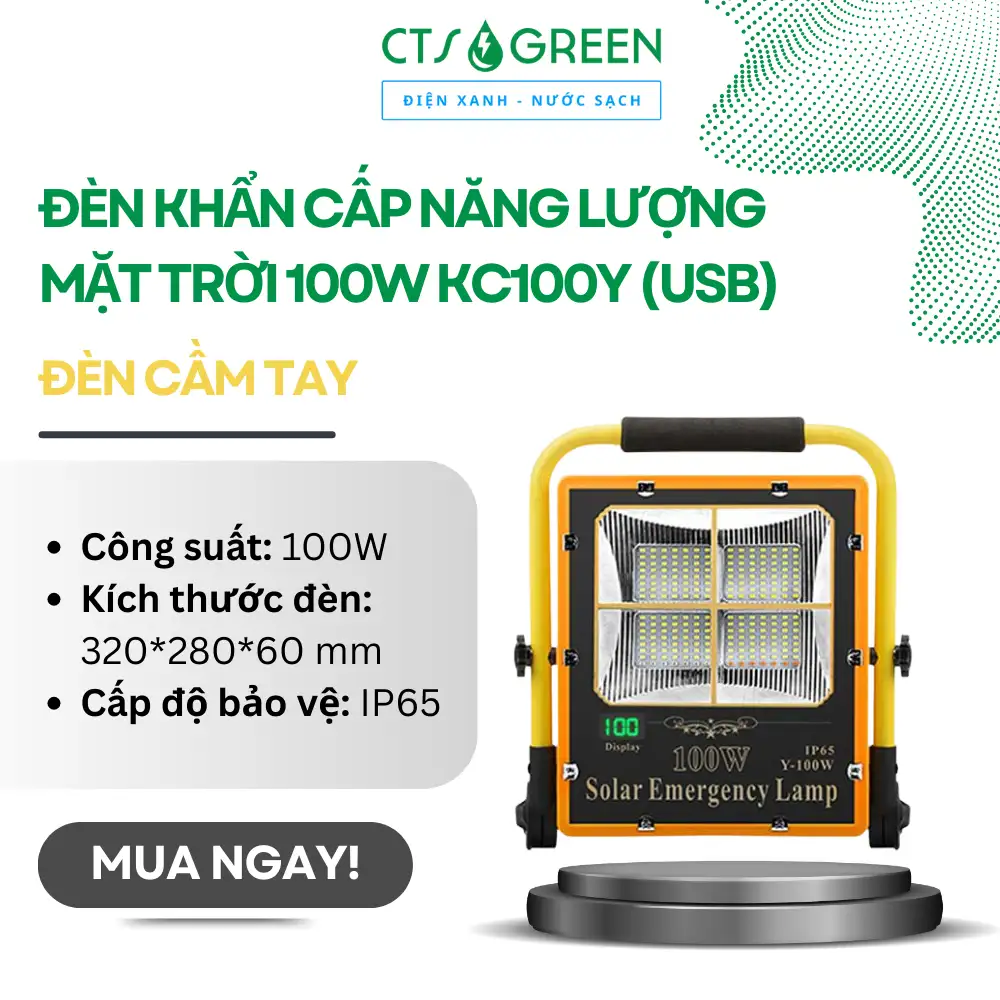 Đèn khẩn cấp năng lượng mặt trời 100W KC100Y (USB)